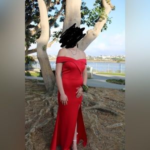 Satin red prom dress